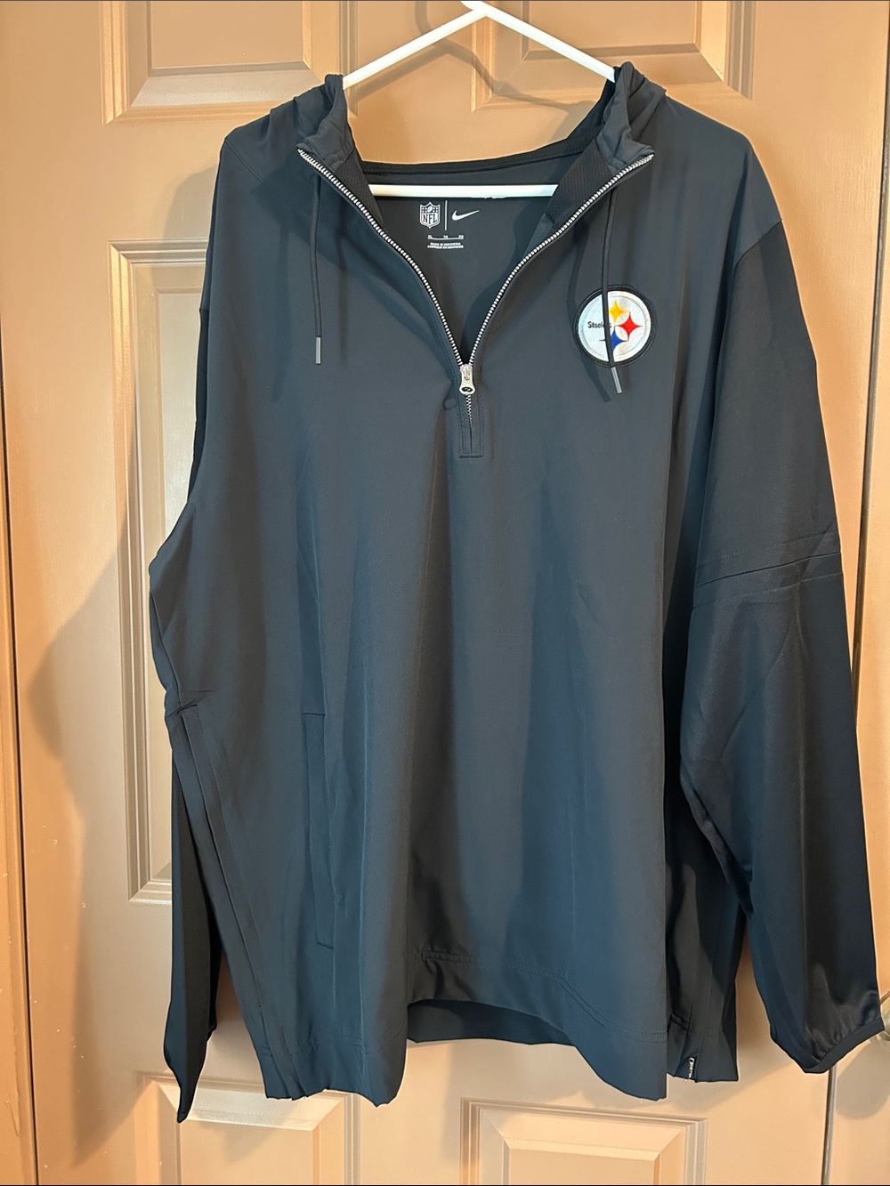 Nike Black Pullover Hooded Windbreaker with Team Patch
